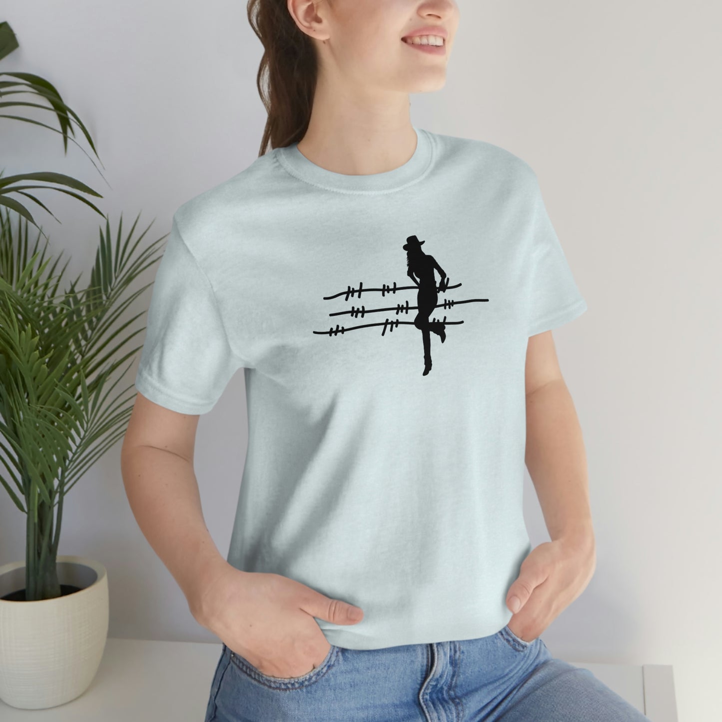 "On The Fence (black image) Unisex Jersey Short Sleeve Tee