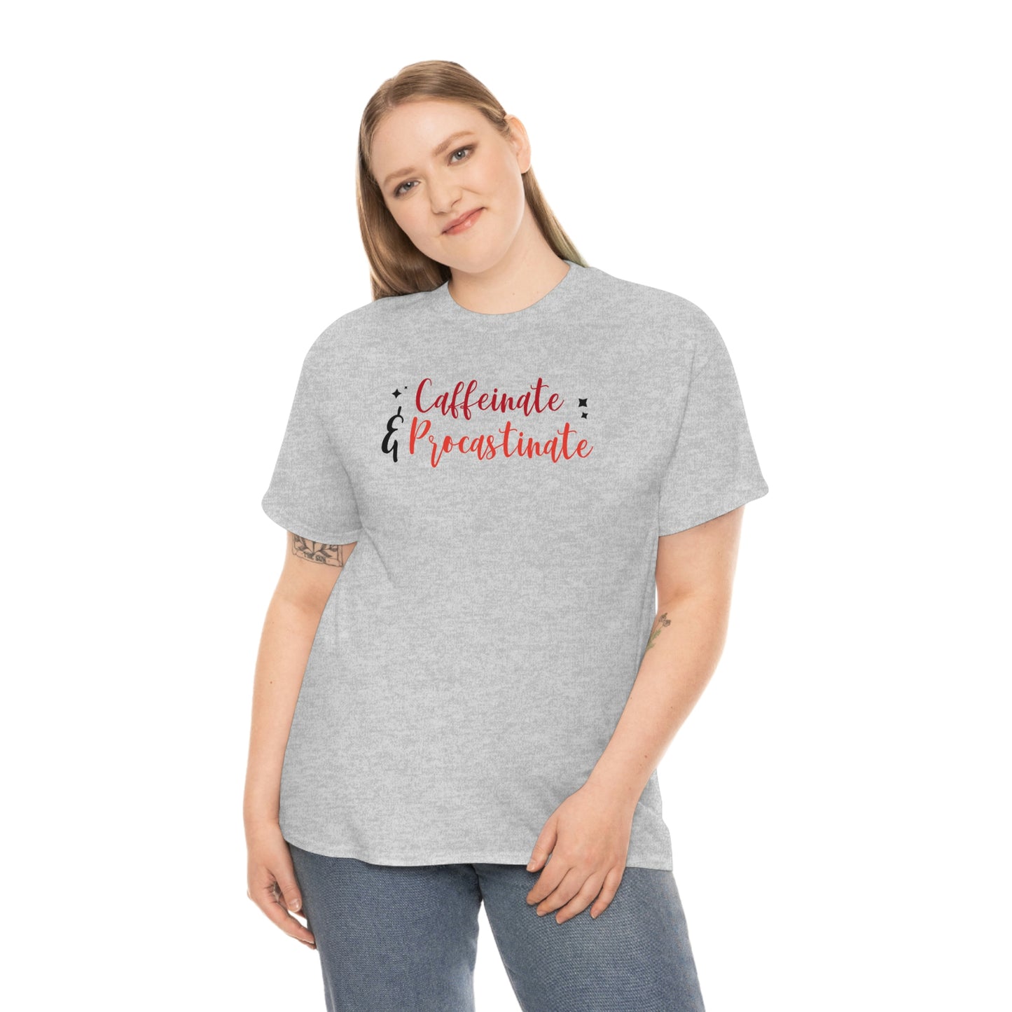 "Caffeinate & Procrastinate" Unisex Heavy Cotton Tee