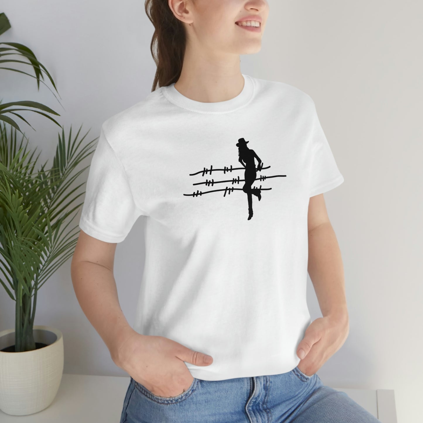 "On The Fence (black image) Unisex Jersey Short Sleeve Tee