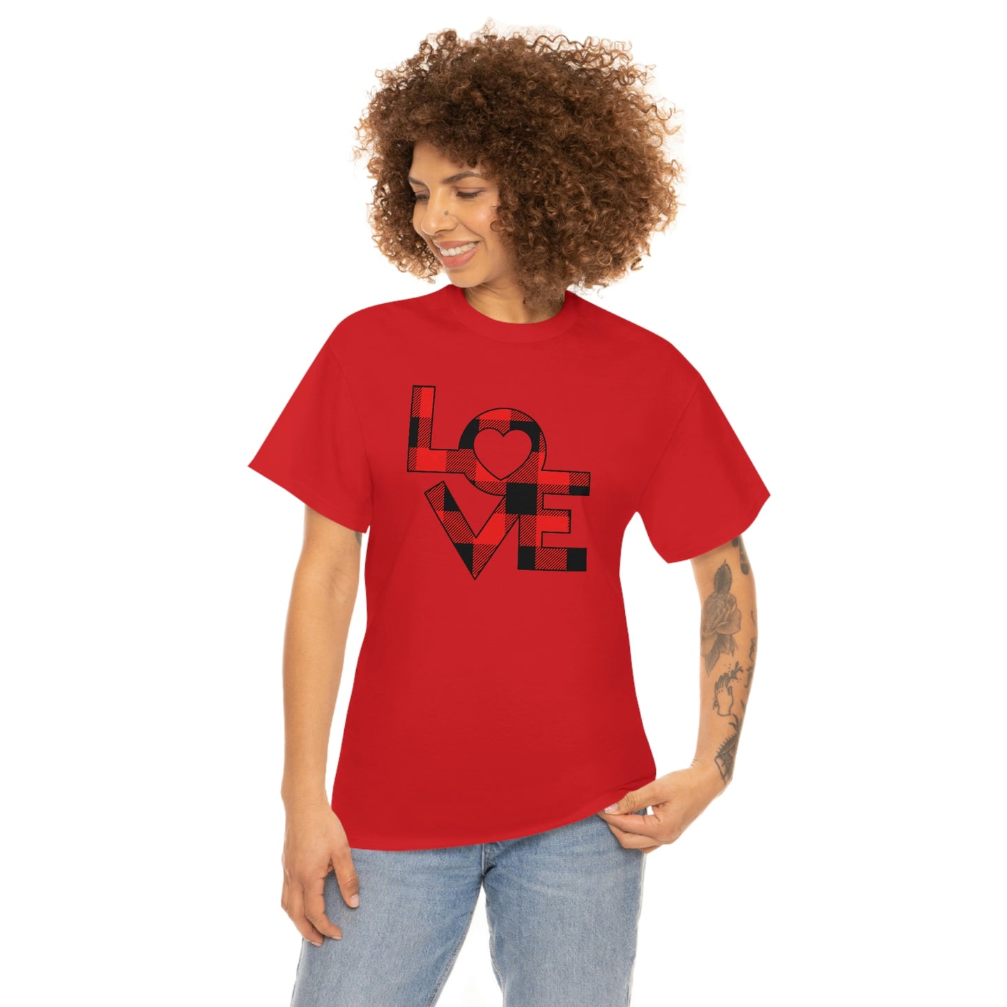 "Plaid LOVE" Unisex Heavy Cotton Tee