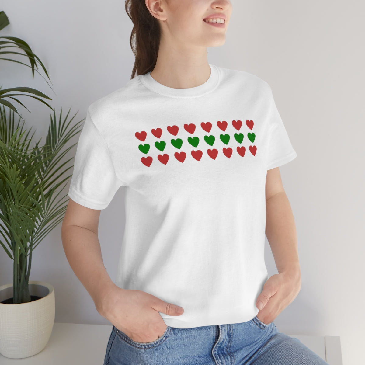 "Christmas Hearts" Unisex Jersey Short Sleeve Tee