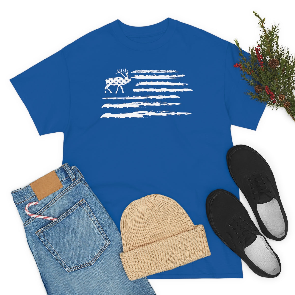 "White Deer Flag" Unisex Heavy Cotton Tee