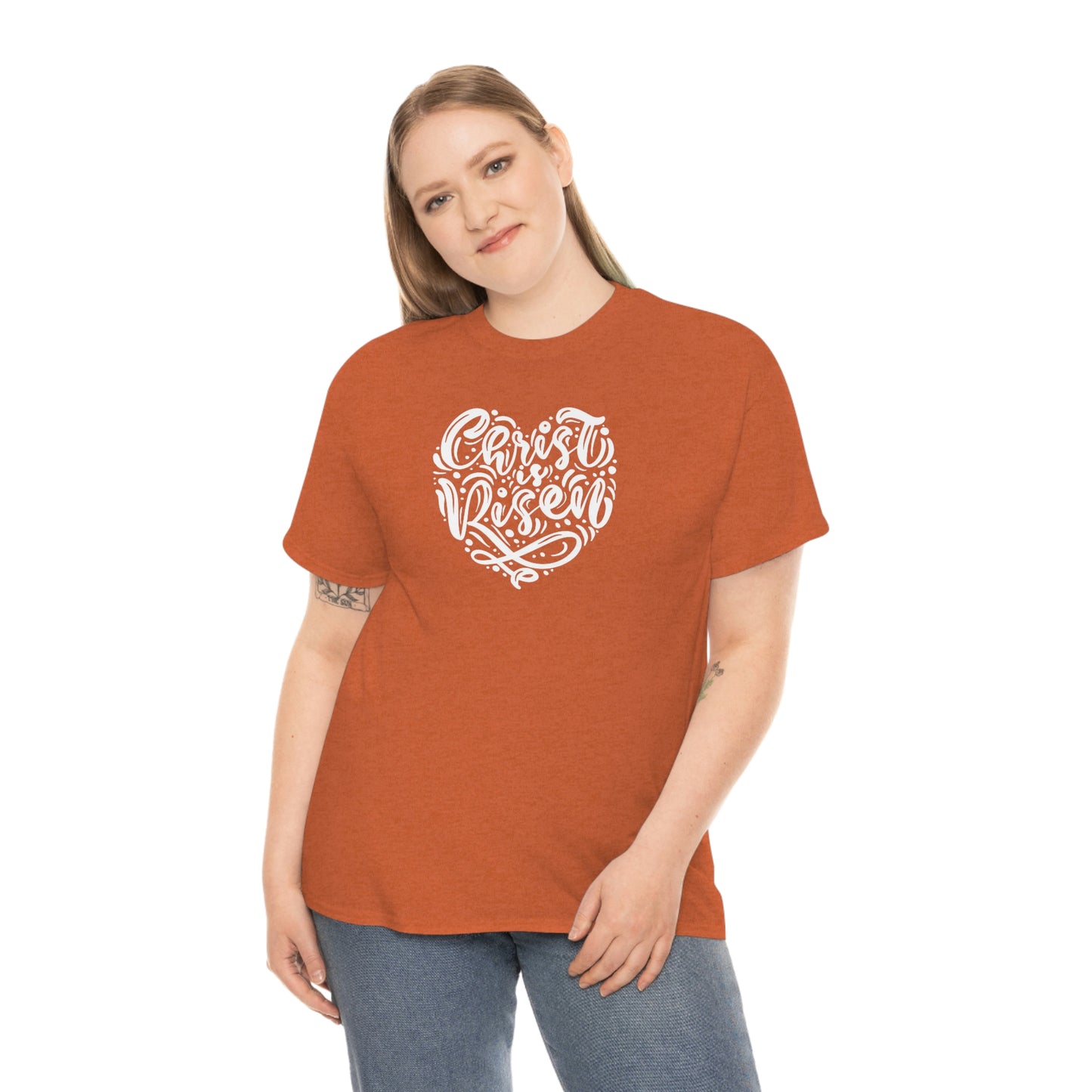 "Christ is Risen Heart" Unisex Heavy Cotton Tee