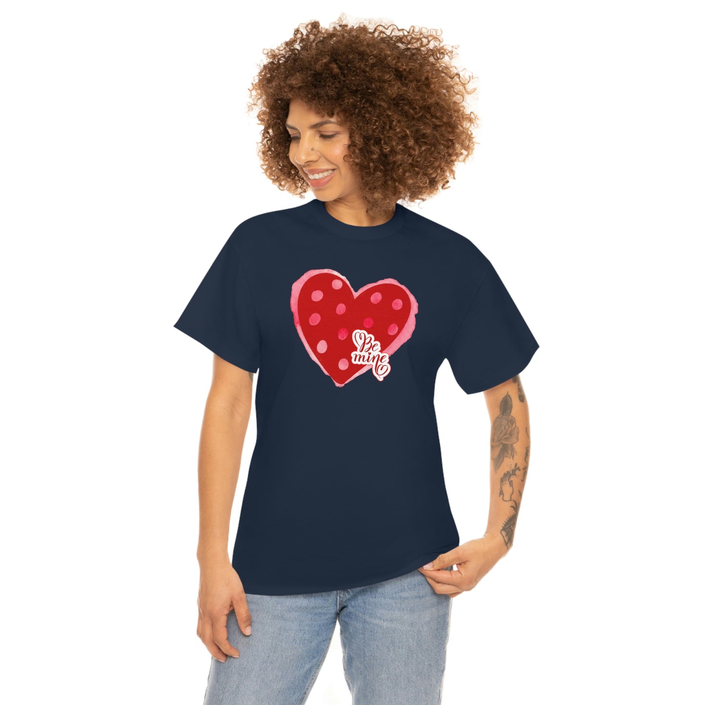 "Be Mine" Polka Dot Heart" Unisex Heavy Cotton Tee