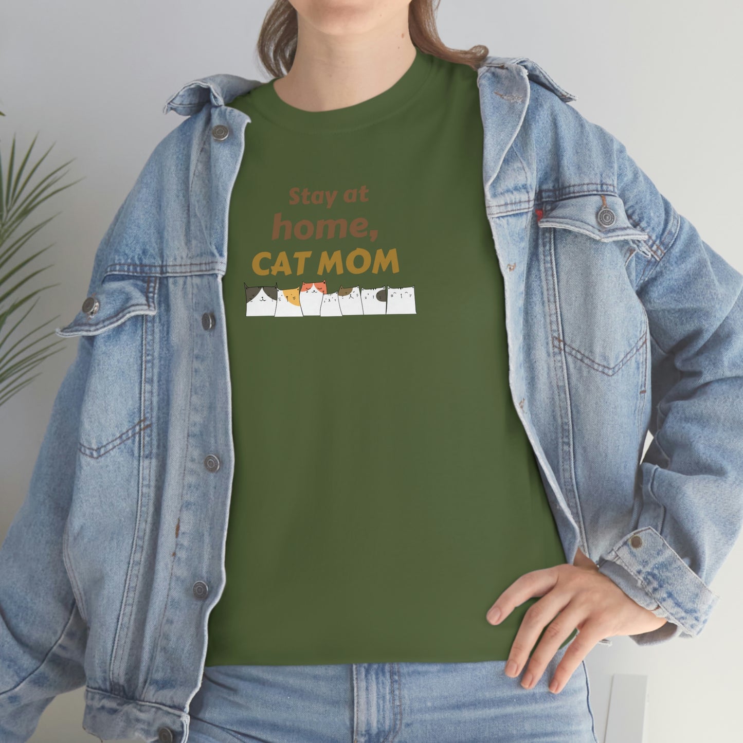 "Stay At Home Cat Mom" Unisex Heavy Cotton Tee