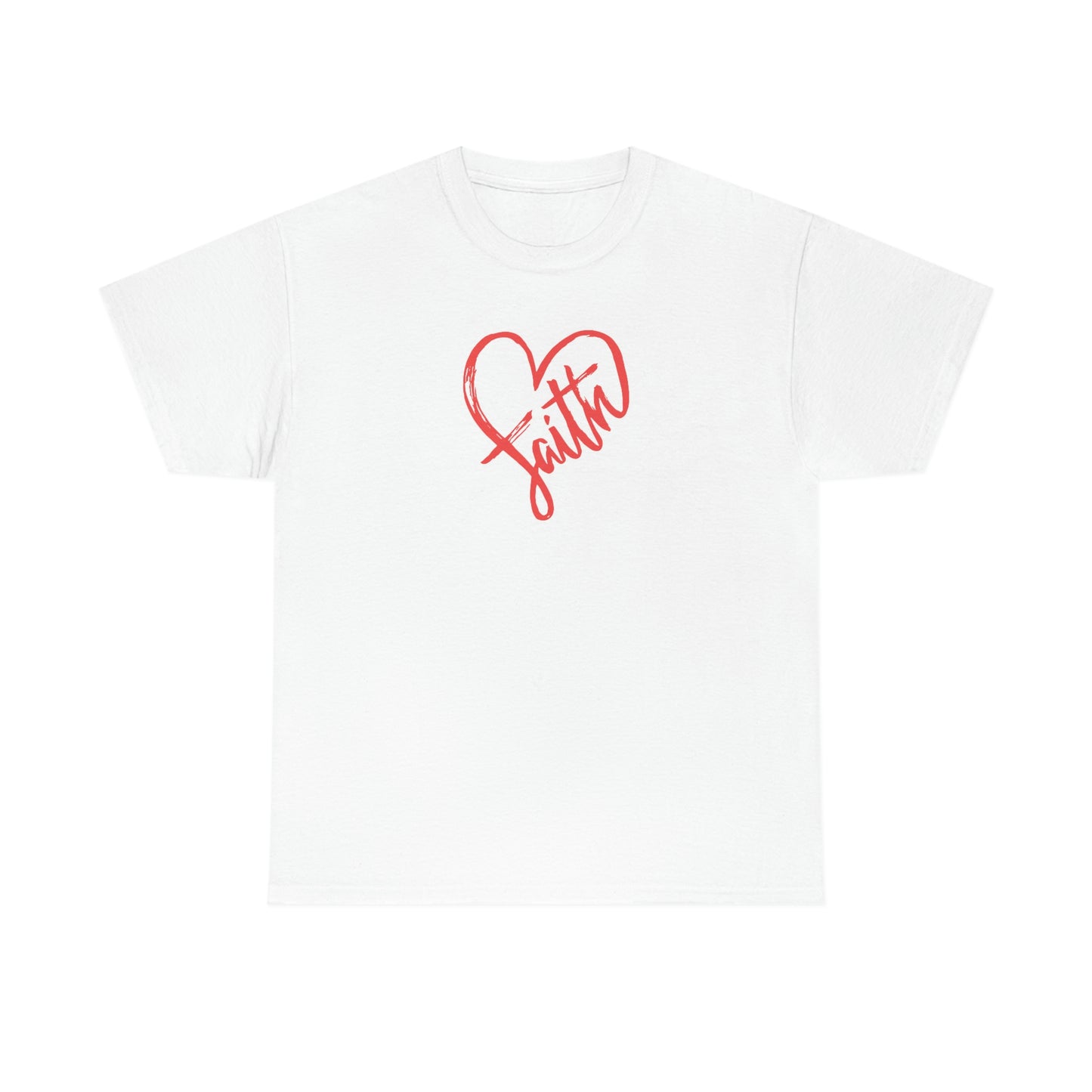 "Red Faith Heart" Unisex Heavy Cotton Tee