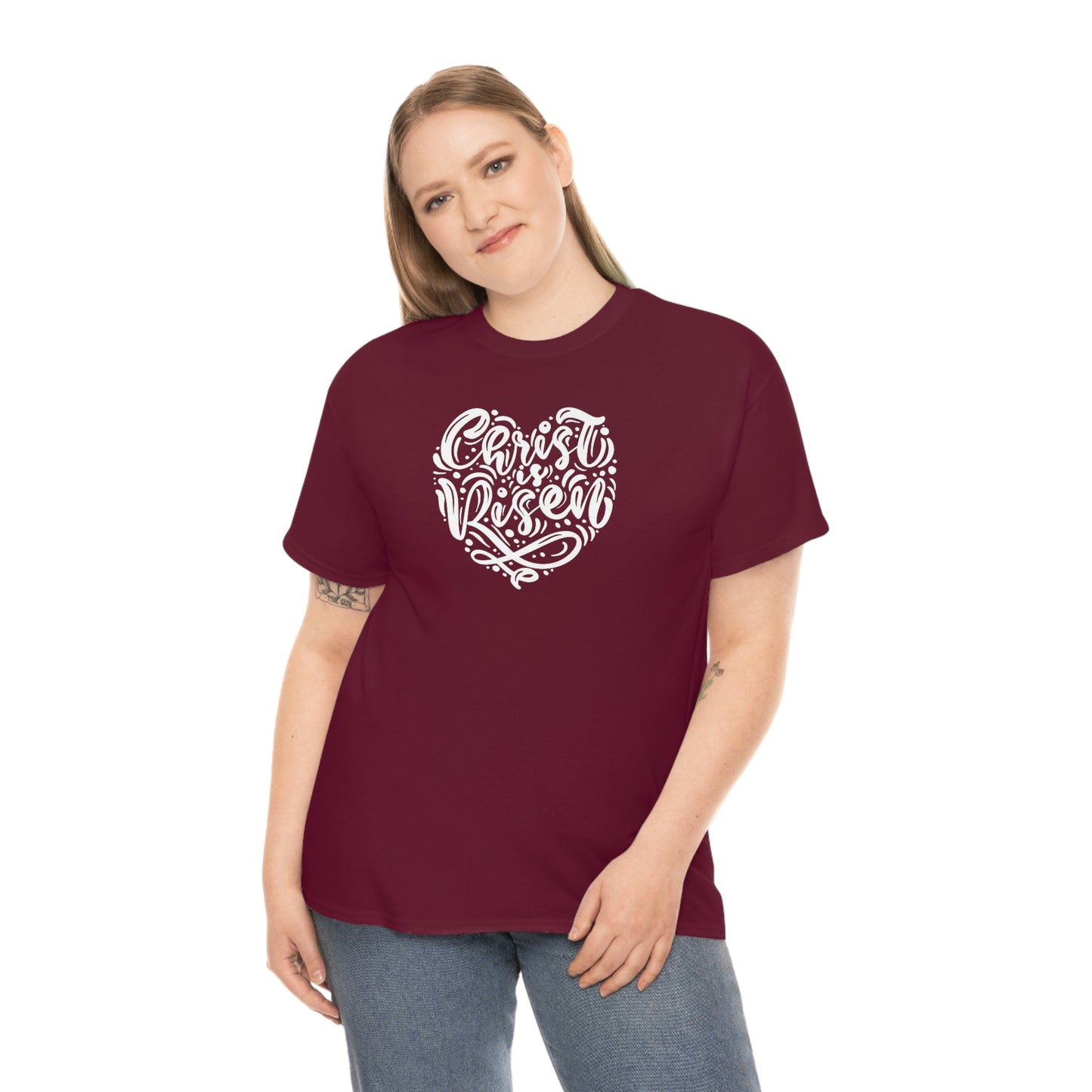 "Christ is Risen Heart" Unisex Heavy Cotton Tee