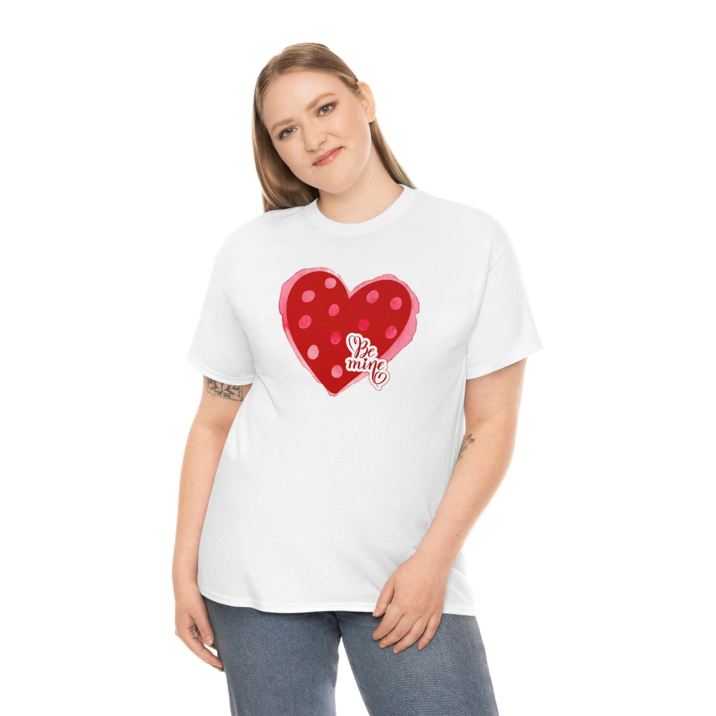 "Be Mine" Polka Dot Heart" Unisex Heavy Cotton Tee