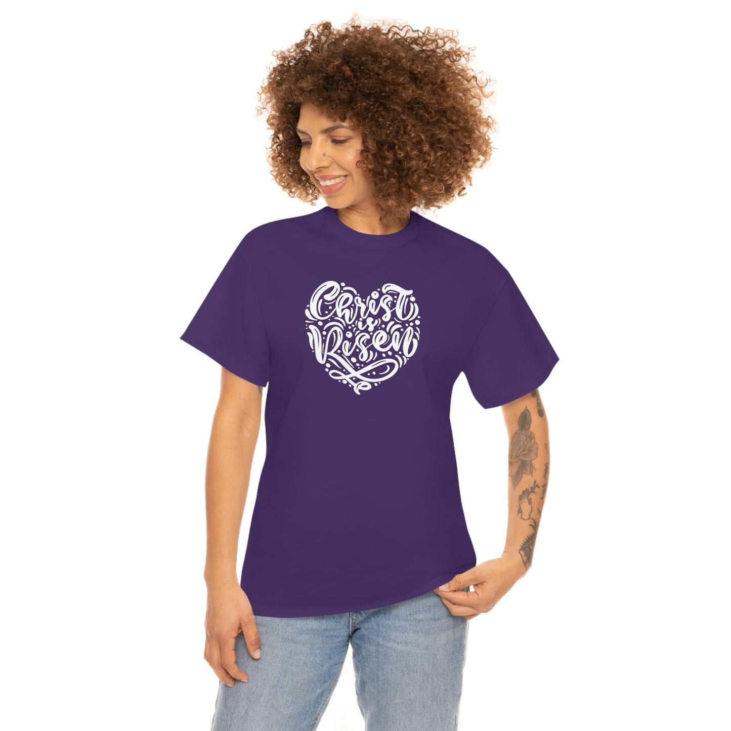 "Christ is Risen Heart" Unisex Heavy Cotton Tee