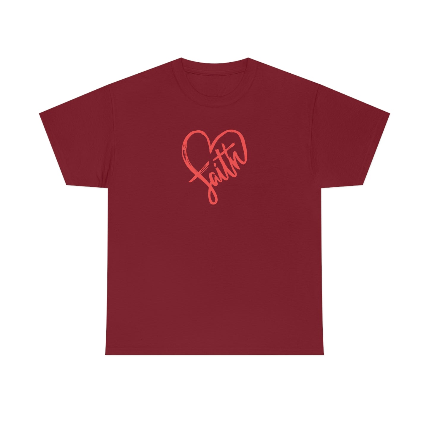 "Red Faith Heart" Unisex Heavy Cotton Tee
