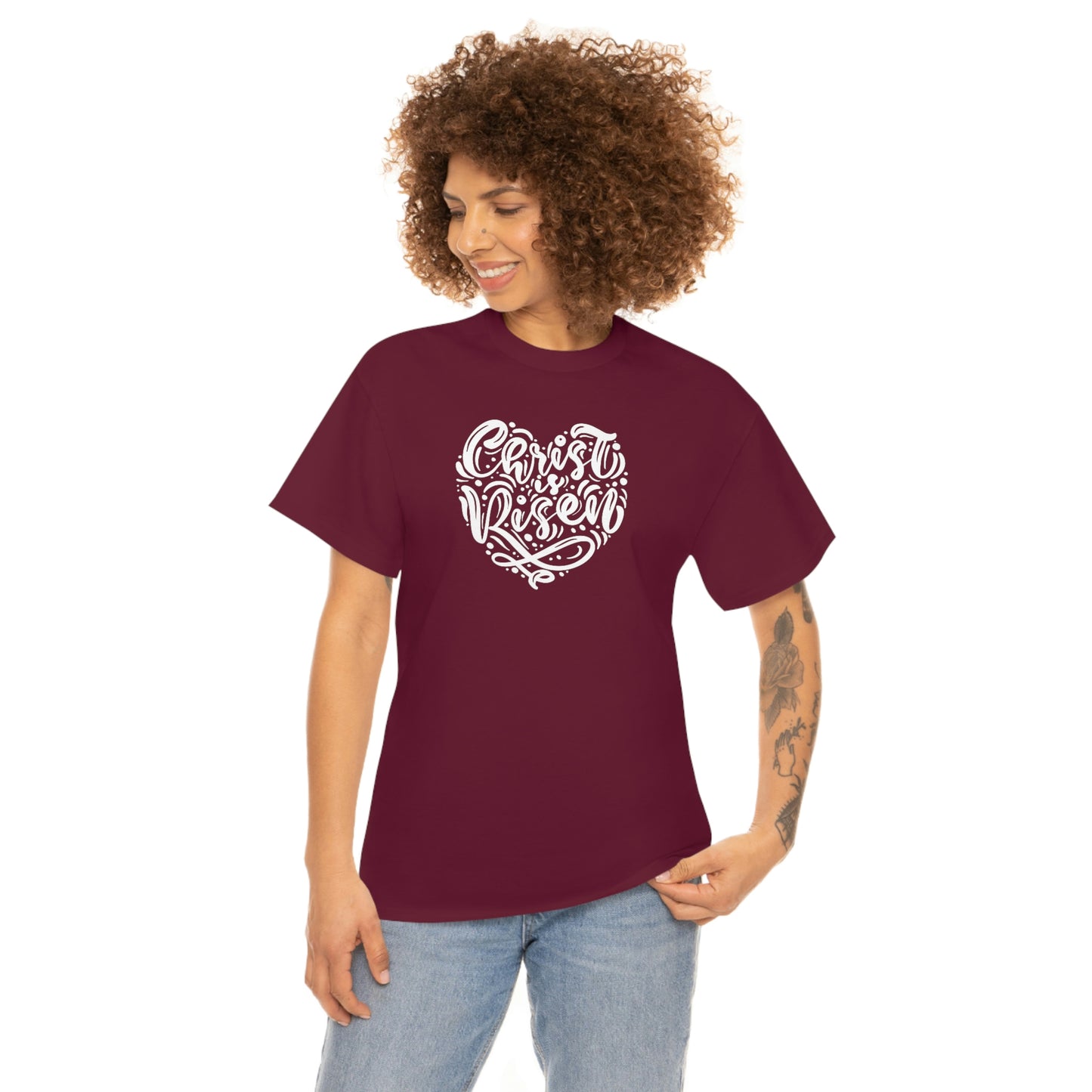 "Christ is Risen Heart" Unisex Heavy Cotton Tee