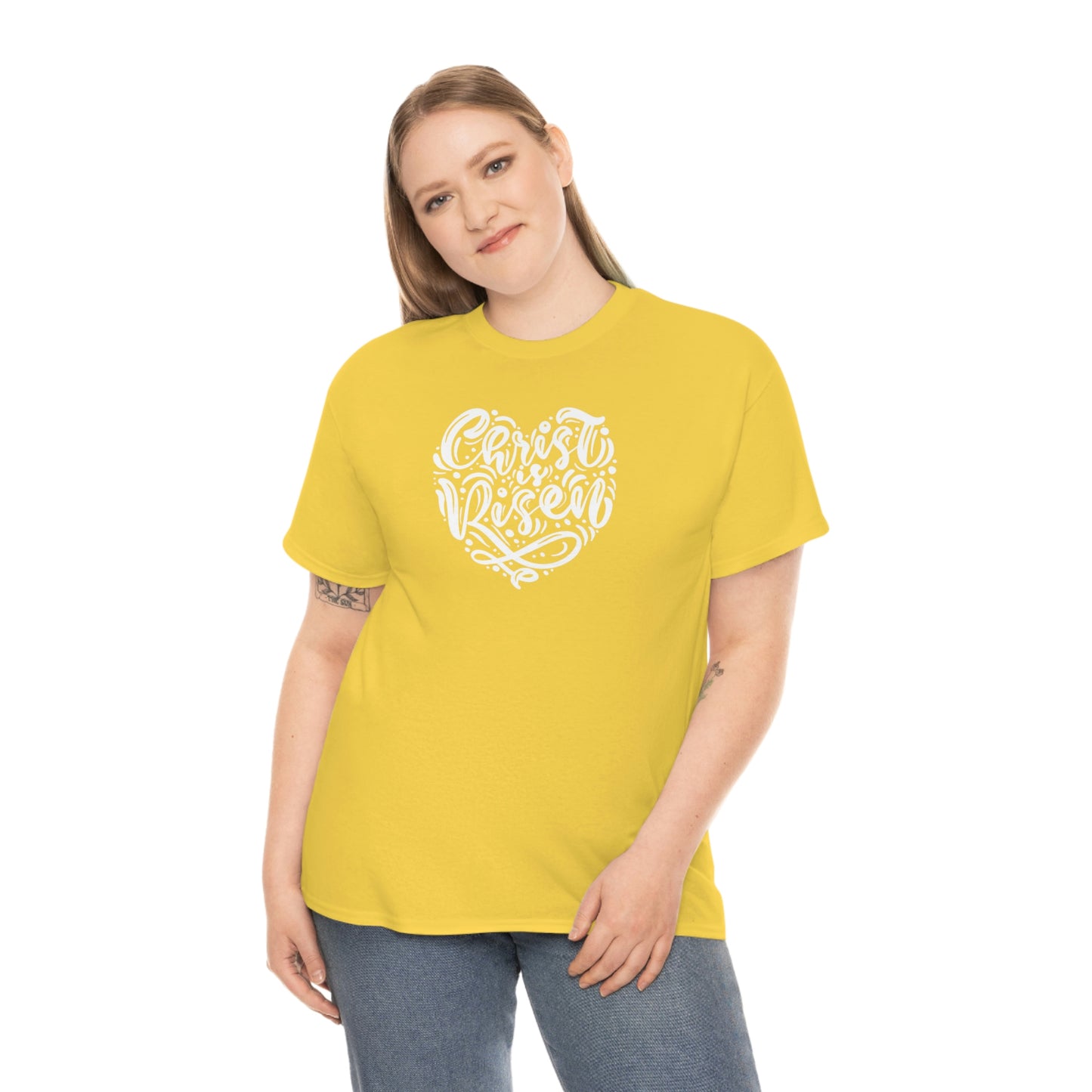 "Christ is Risen Heart" Unisex Heavy Cotton Tee