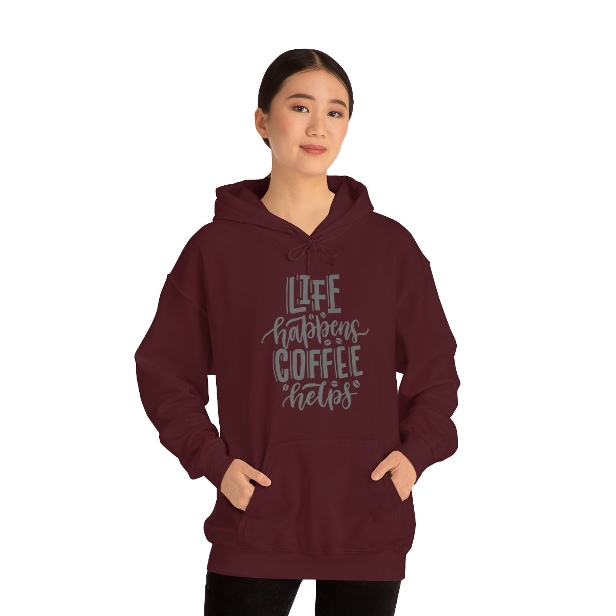 "Life Happens Coffee Helps" Unisex Heavy Blend™ Hooded Sweatshirt