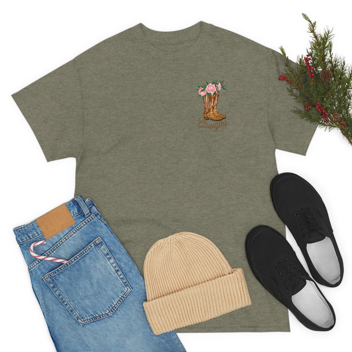 "Cowgirl/Herd That" Unisex Heavy Cotton Tee Front/Back Designs