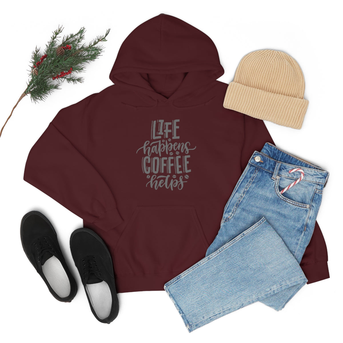 "Life Happens Coffee Helps" Unisex Heavy Blend™ Hooded Sweatshirt