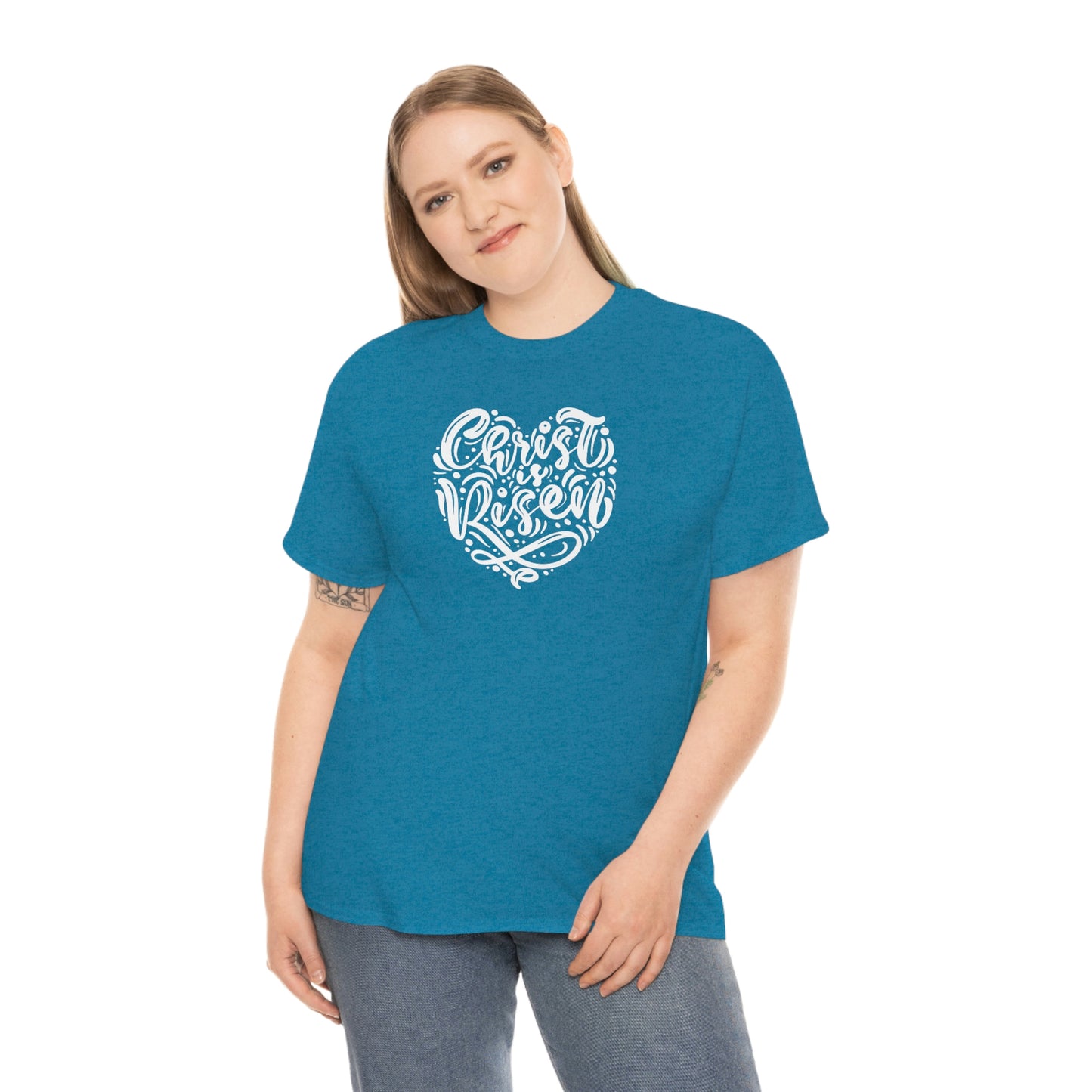 "Christ is Risen Heart" Unisex Heavy Cotton Tee