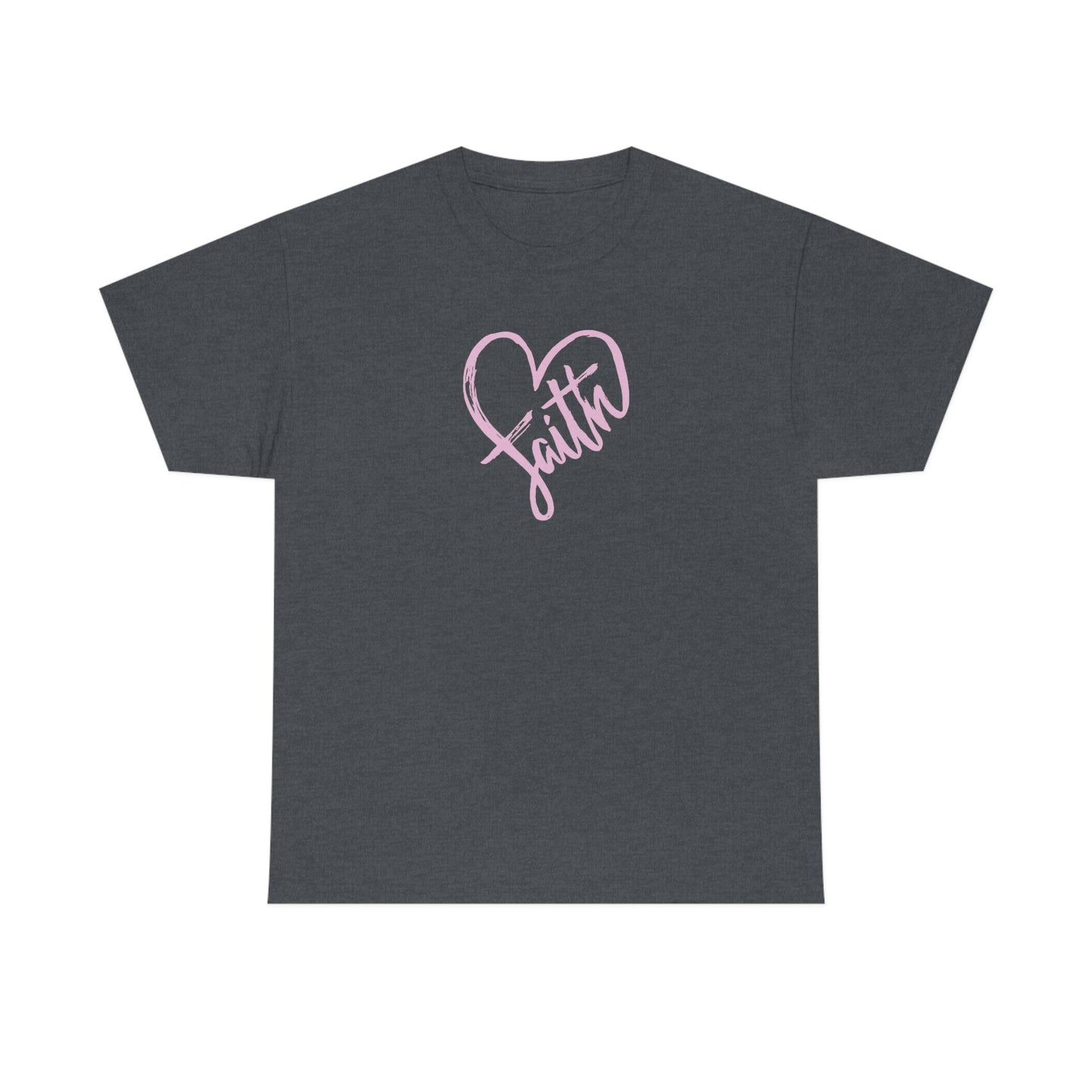 "Pink Faith Heart" Unisex Heavy Cotton Tee
