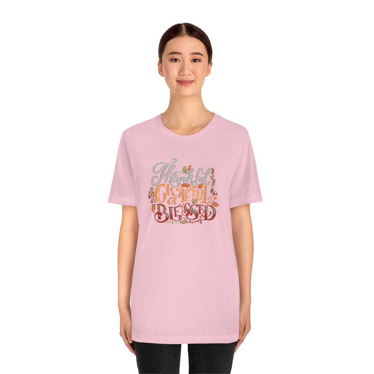 Thankful Grateful Blessed Unisex Jersey Short Sleeve Tee