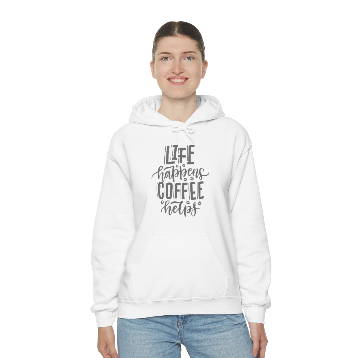 "Life Happens Coffee Helps" Unisex Heavy Blend™ Hooded Sweatshirt