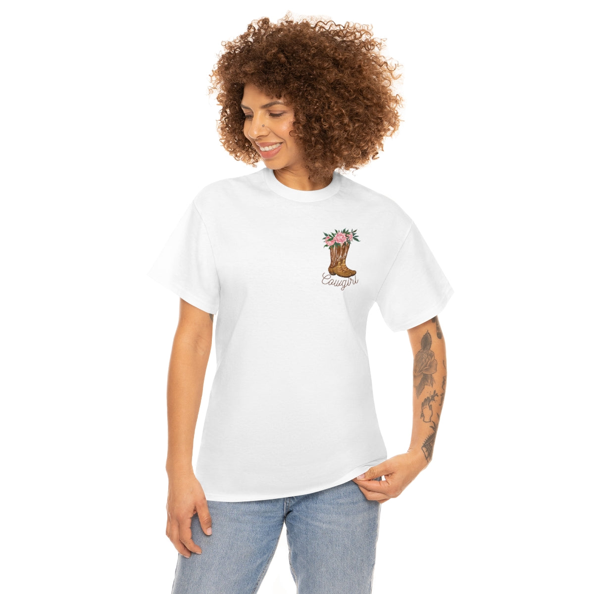 "Cowgirl/Herd That" Unisex Heavy Cotton Tee Front/Back Designs