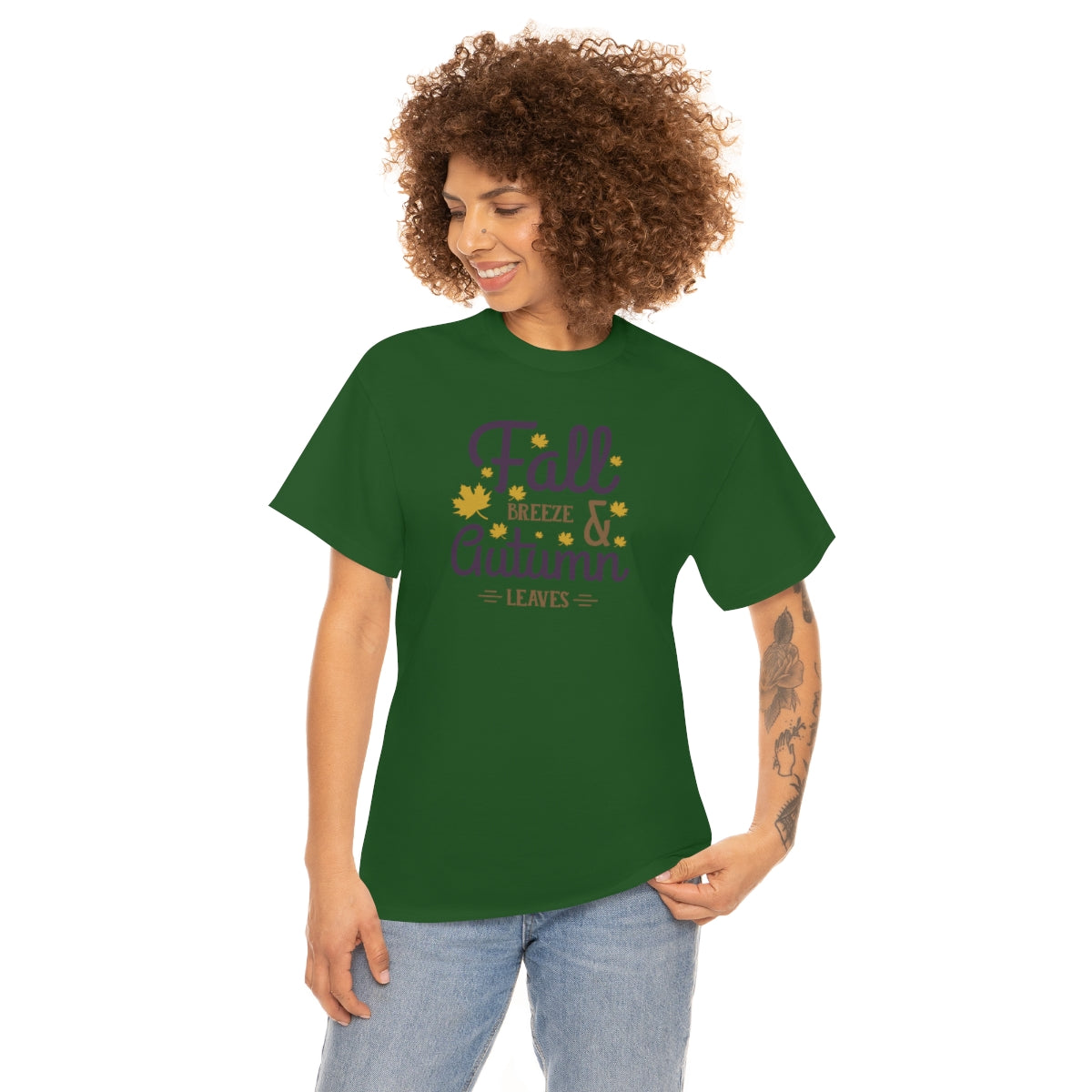 "Fall Breeze And Autumn Leaves" Unisex Heavy Cotton Tee