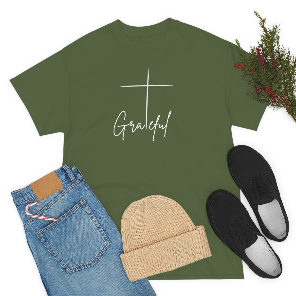 "Grateful Cross" Unisex Heavy Cotton Tee