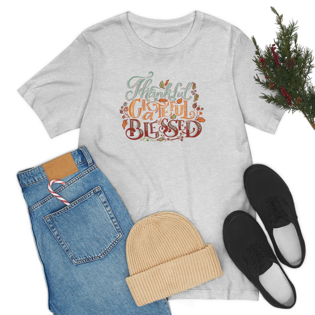 Thankful Grateful Blessed Unisex Jersey Short Sleeve Tee