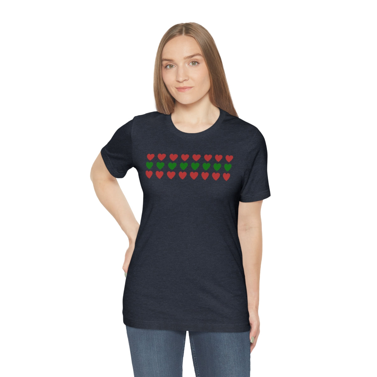 "Christmas Hearts" Unisex Jersey Short Sleeve Tee