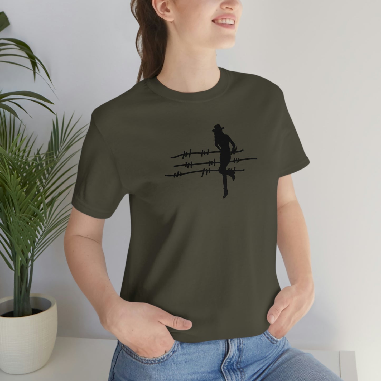 "On The Fence (black image) Unisex Jersey Short Sleeve Tee
