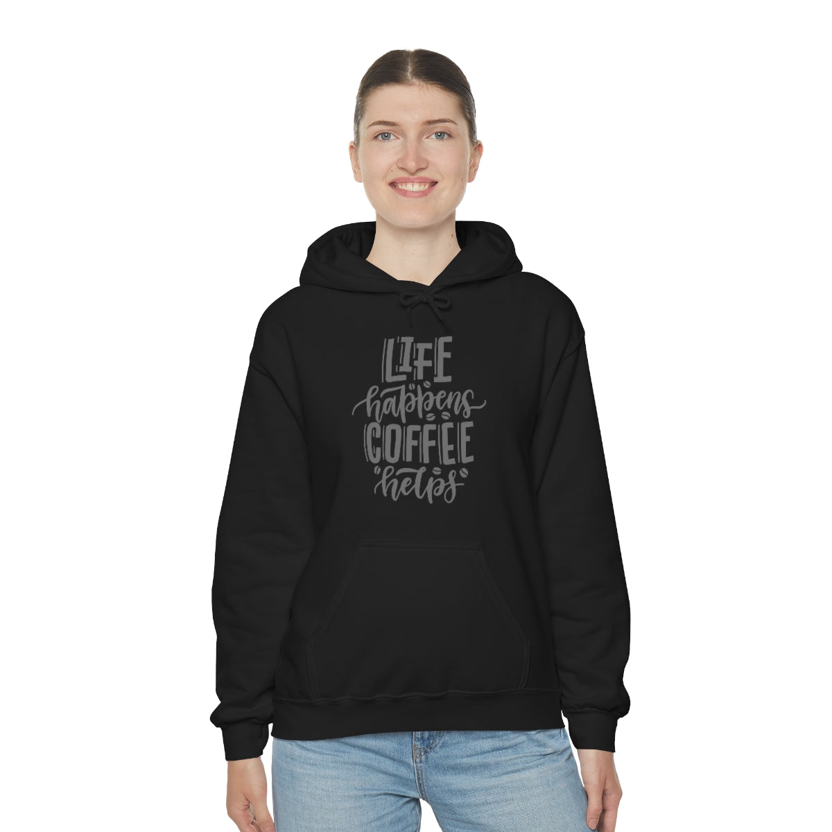 "Life Happens Coffee Helps" Unisex Heavy Blend™ Hooded Sweatshirt