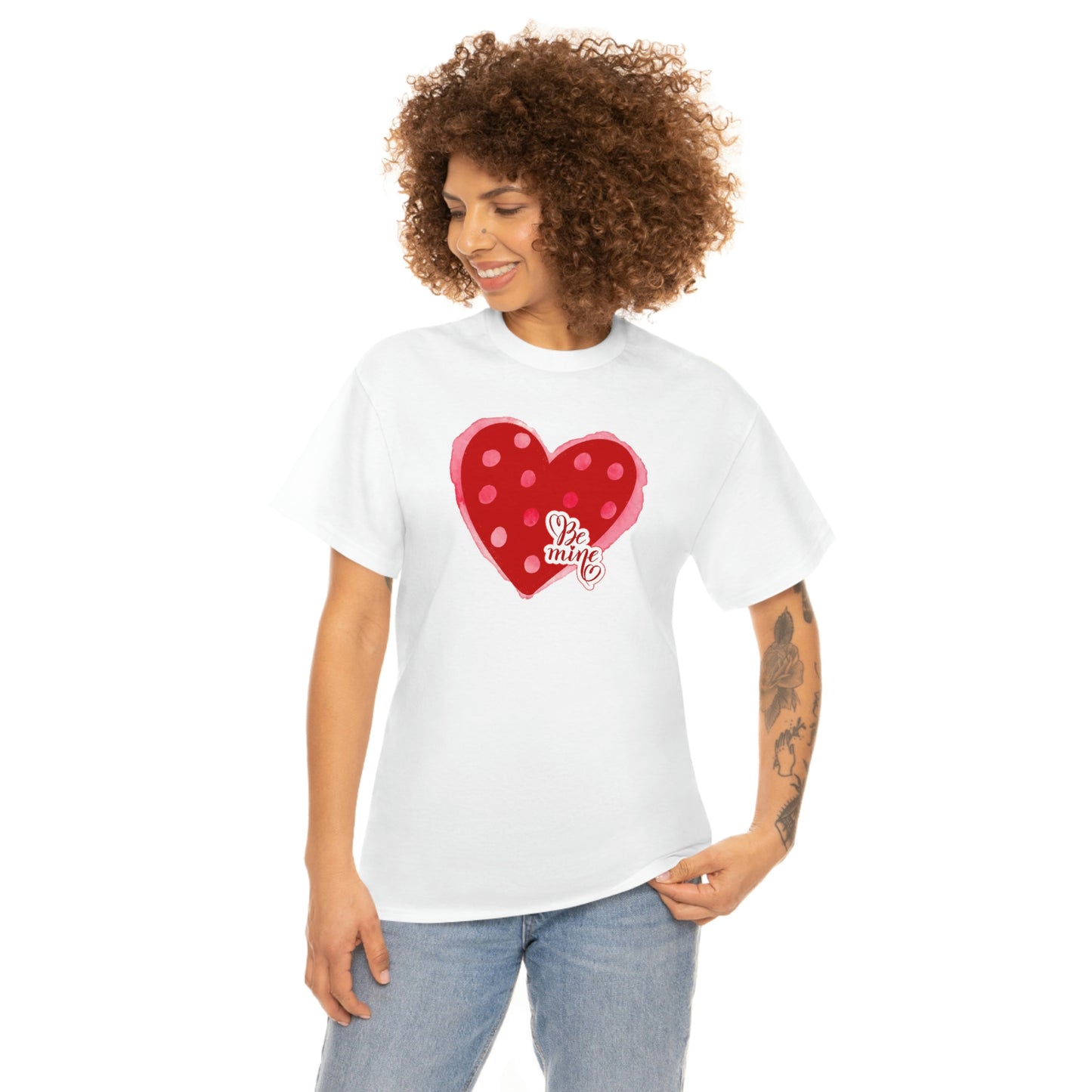 "Be Mine" Polka Dot Heart" Unisex Heavy Cotton Tee