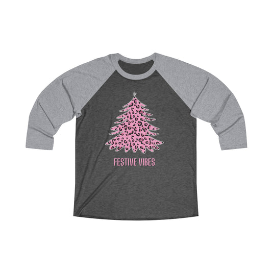 "Festive Vibes" Unisex Tri-Blend 3\4 Raglan Tee