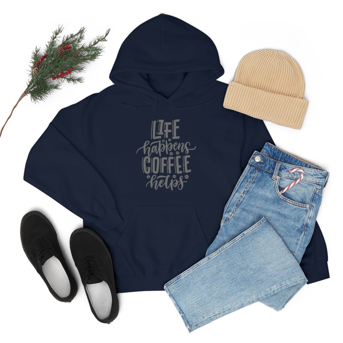 "Life Happens Coffee Helps" Unisex Heavy Blend™ Hooded Sweatshirt