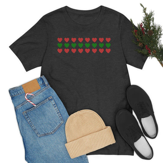 "Christmas Hearts" Unisex Jersey Short Sleeve Tee