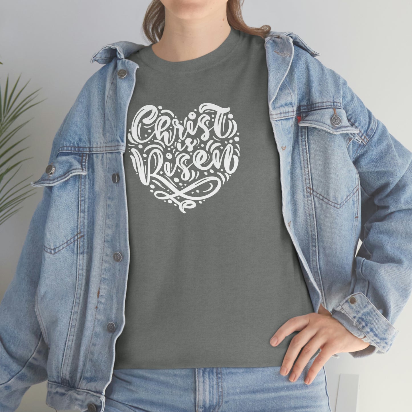 "Christ is Risen Heart" Unisex Heavy Cotton Tee