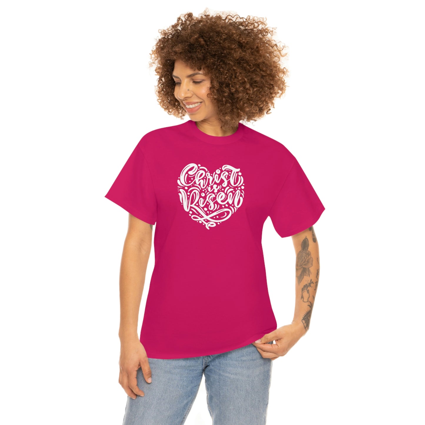 "Christ is Risen Heart" Unisex Heavy Cotton Tee