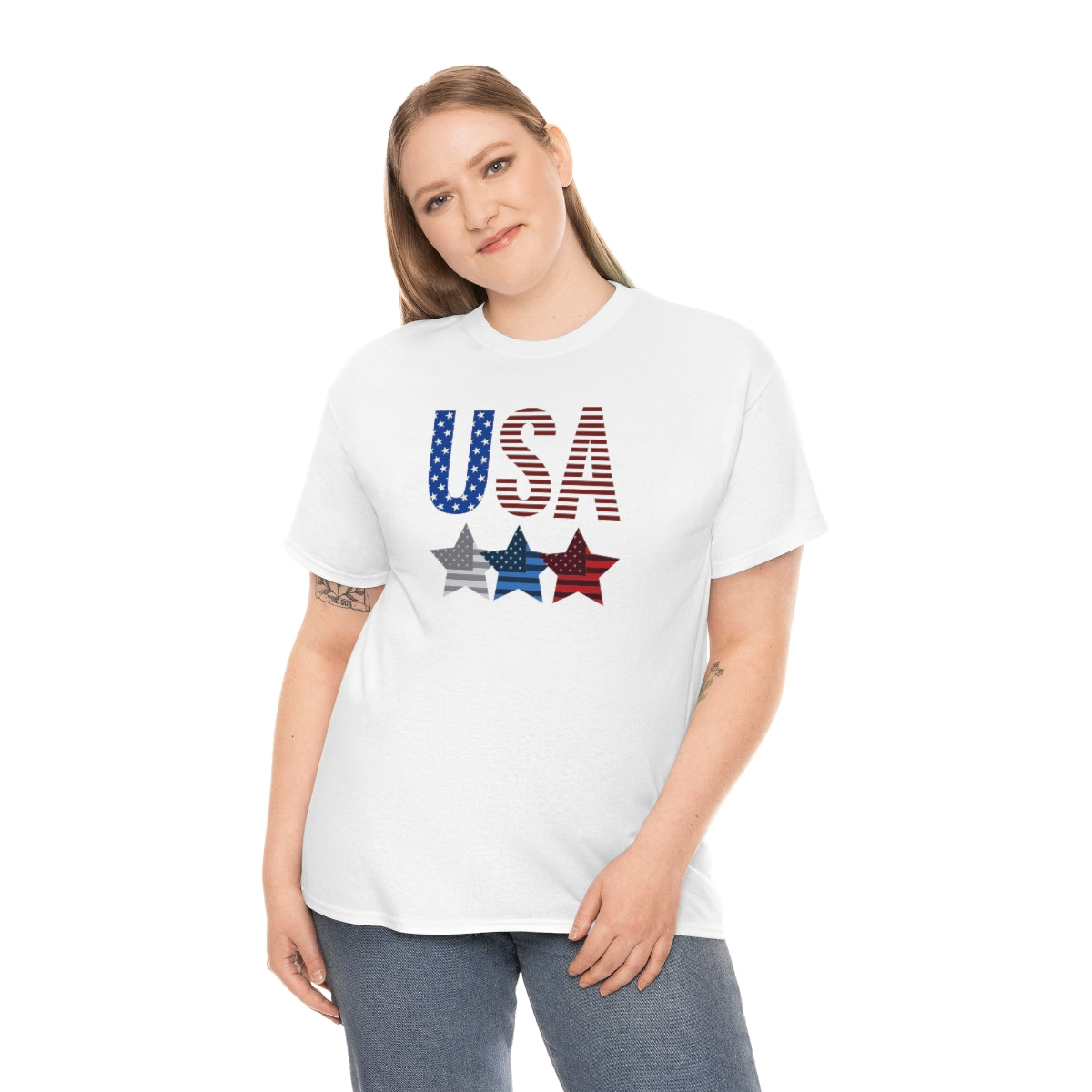 "USA Triple Stars" Unisex Heavy Cotton Tee