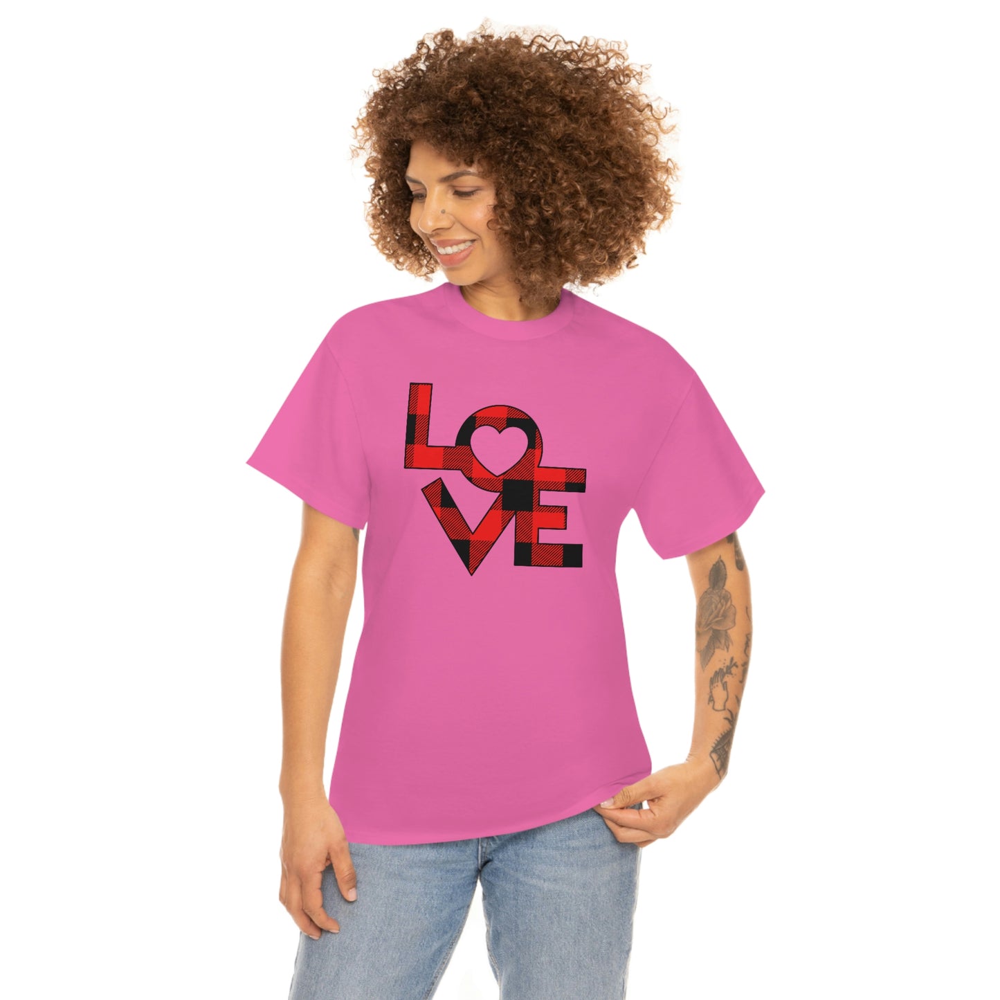 "Plaid LOVE" Unisex Heavy Cotton Tee