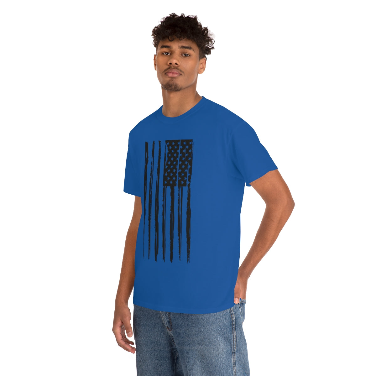 "Black Vertical Flag" Unisex Heavy Cotton Tee