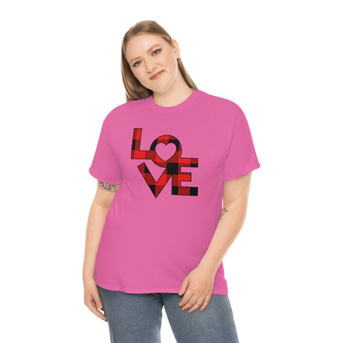 "Plaid LOVE" Unisex Heavy Cotton Tee