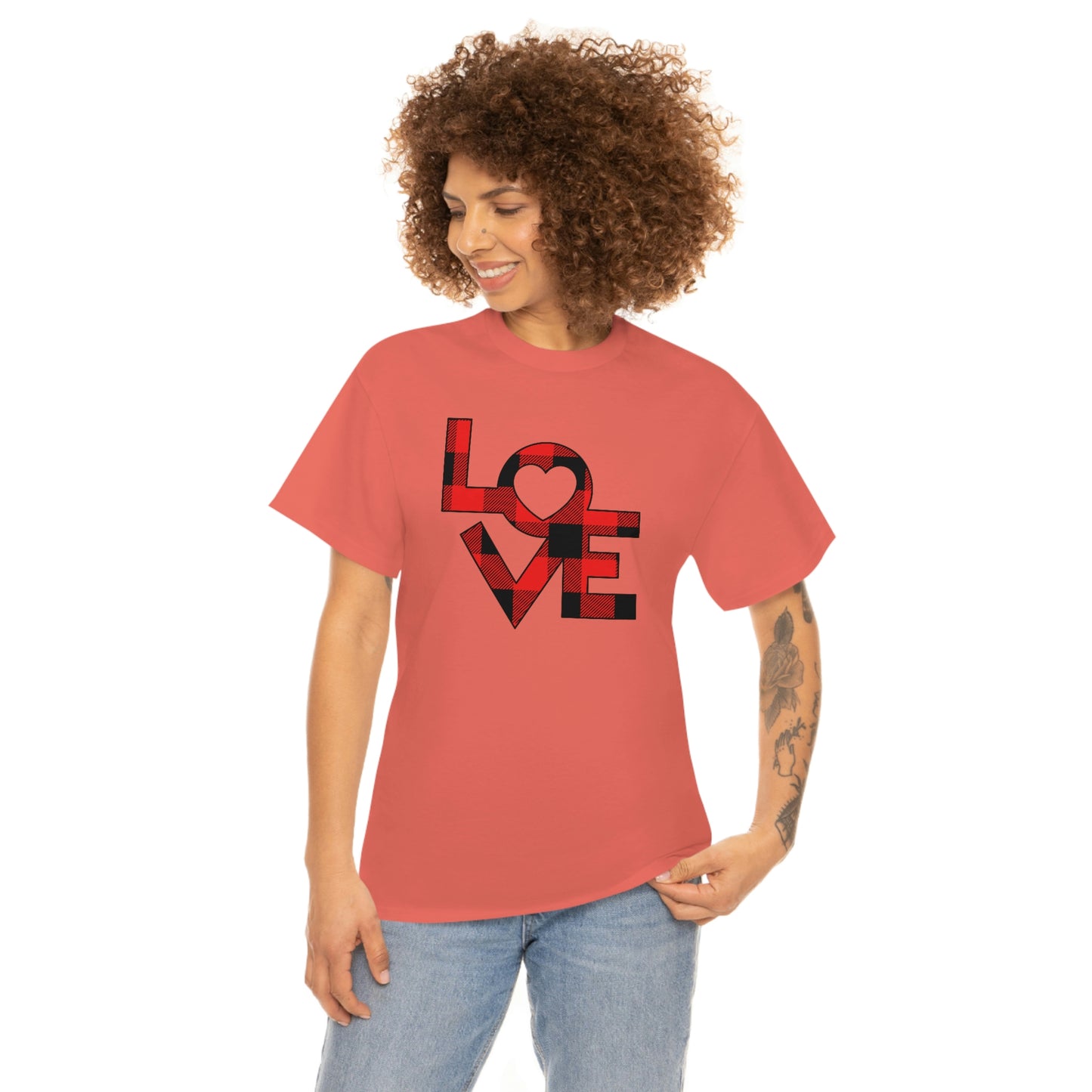 "Plaid LOVE" Unisex Heavy Cotton Tee