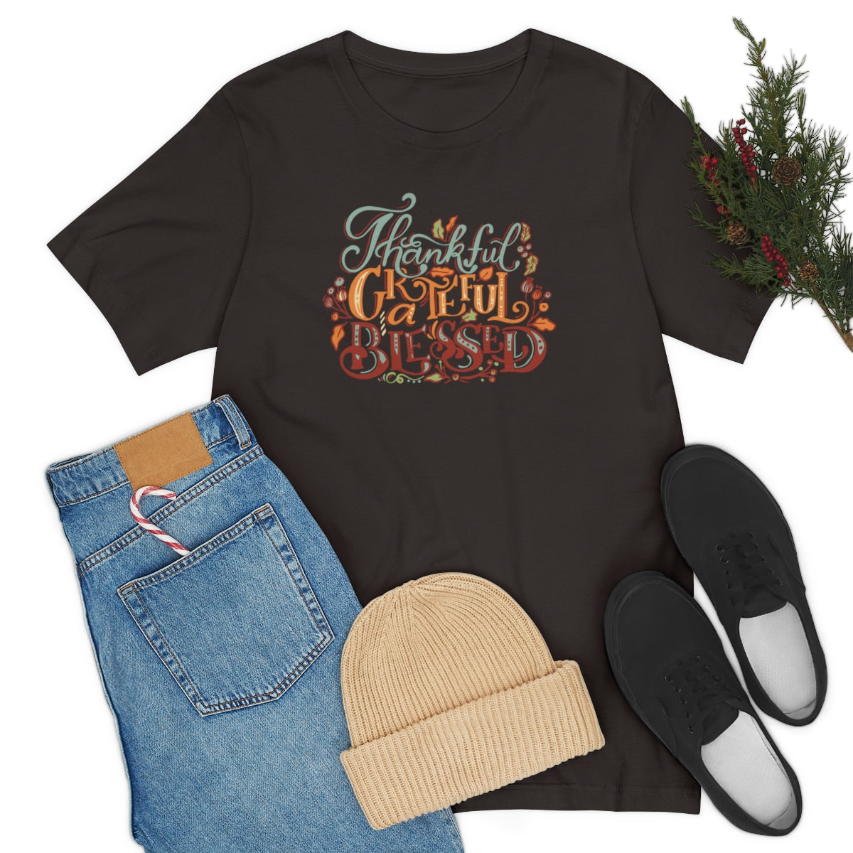 Thankful Grateful Blessed Unisex Jersey Short Sleeve Tee