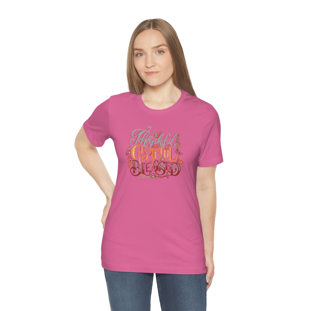 Thankful Grateful Blessed Unisex Jersey Short Sleeve Tee