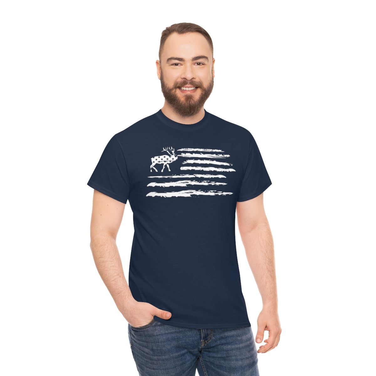 "White Deer Flag" Unisex Heavy Cotton Tee