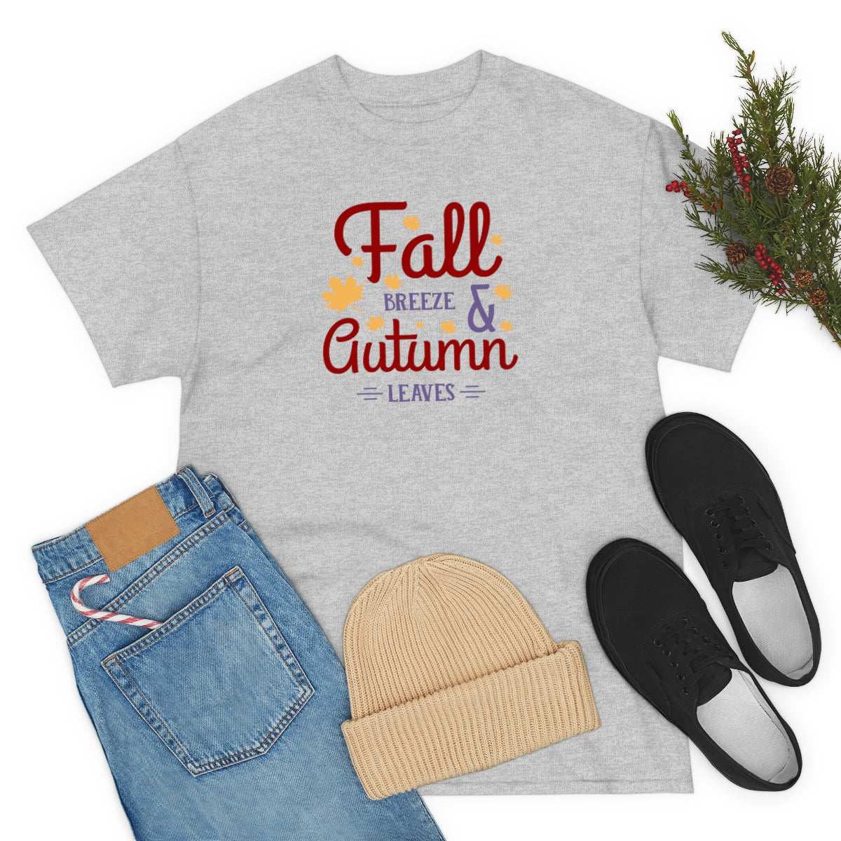"Fall Breeze And Autumn Leaves" Unisex Heavy Cotton Tee