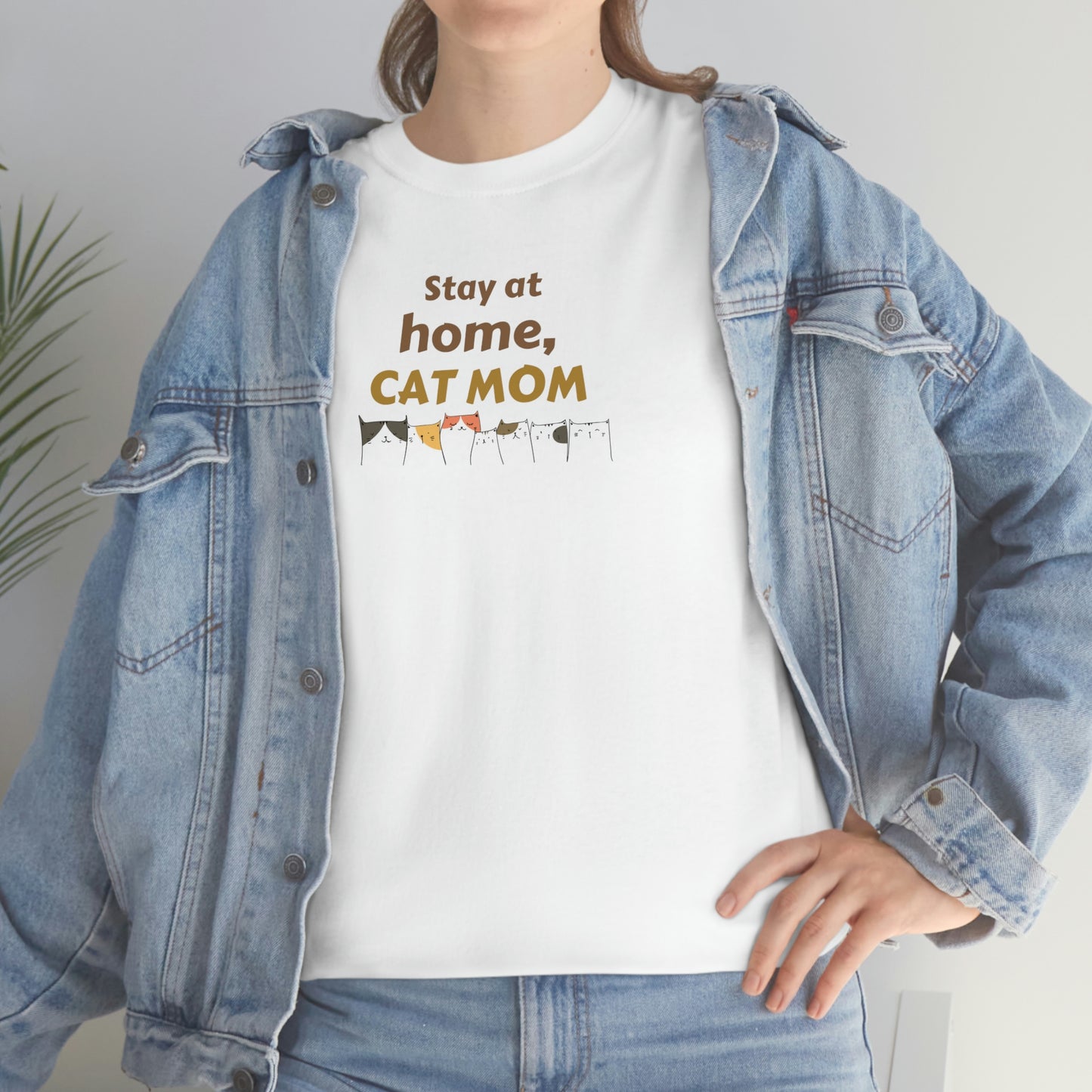 "Stay At Home Cat Mom" Unisex Heavy Cotton Tee