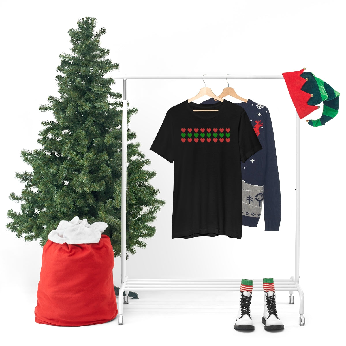 "Christmas Hearts" Unisex Jersey Short Sleeve Tee