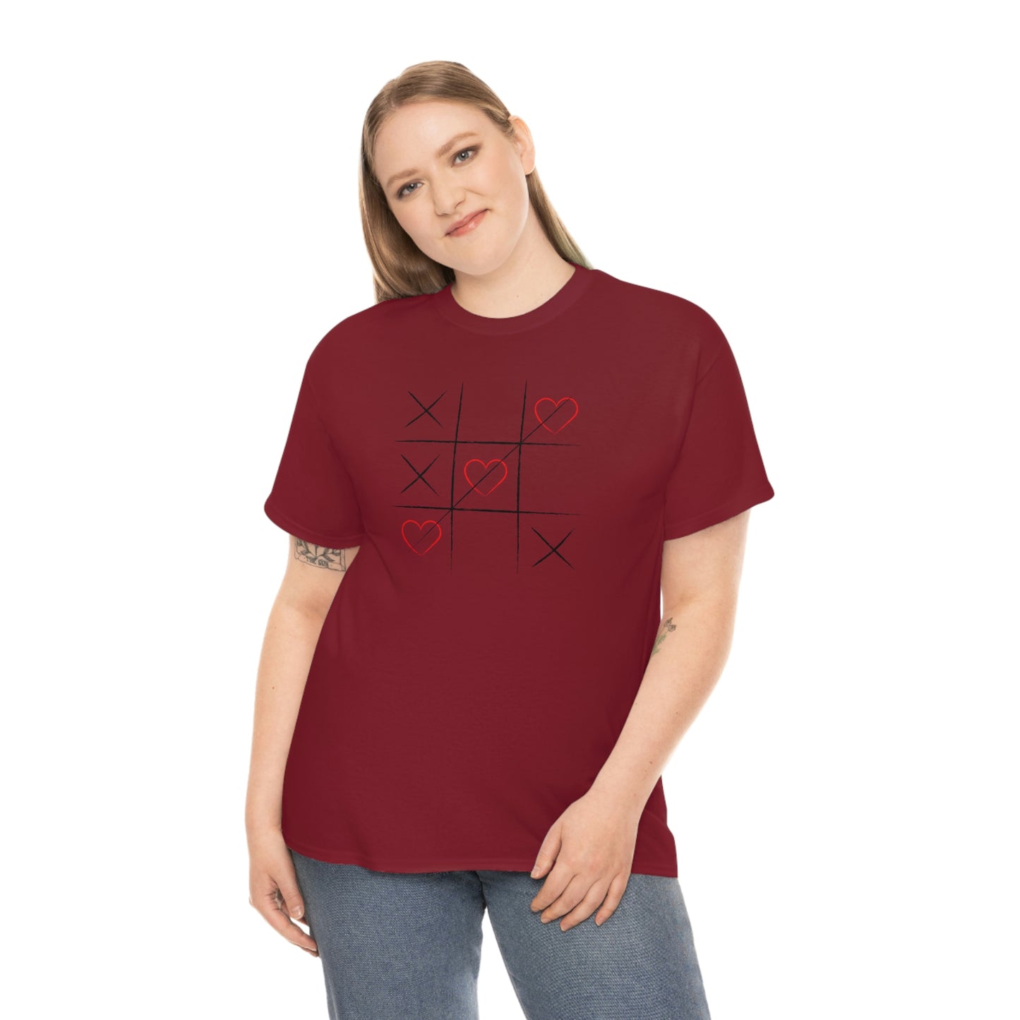 "XOXO Tic-Tac-Toe" Unisex Heavy Cotton Tee