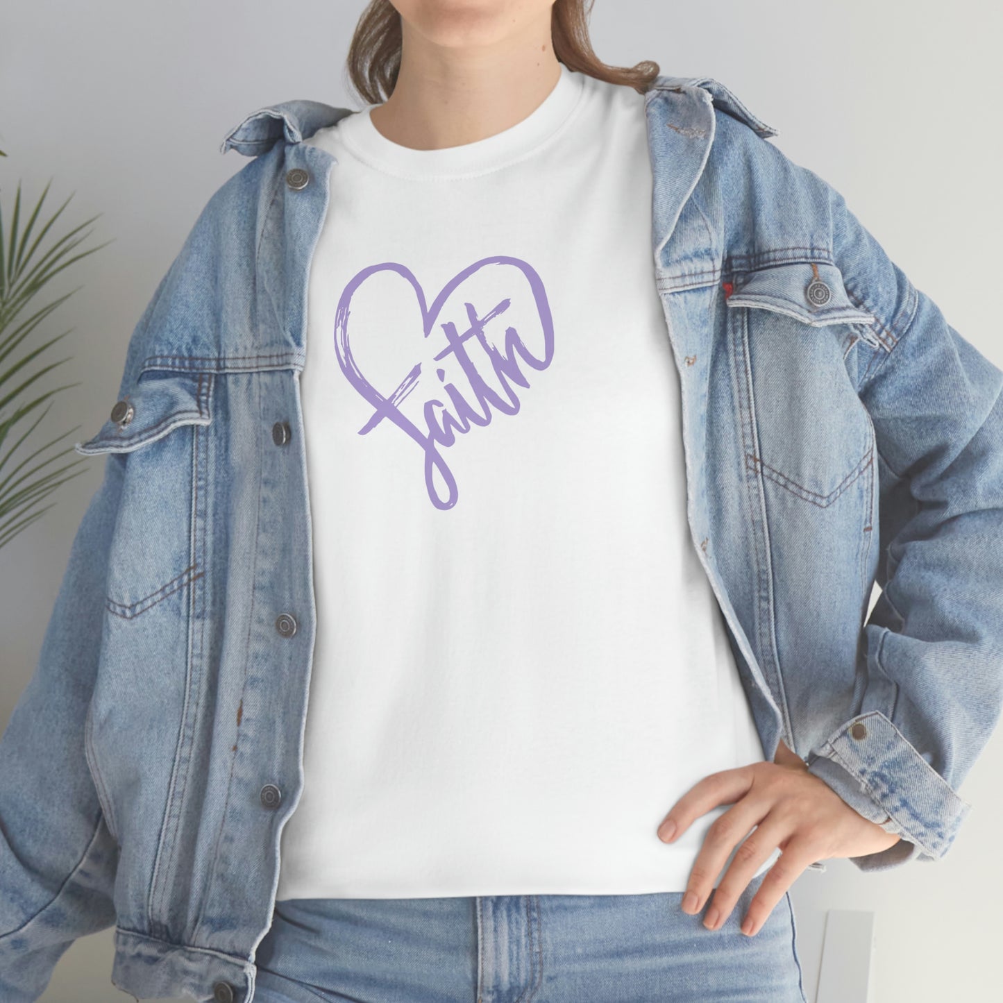 "Purple Faith Heart" Unisex Heavy Cotton Tee