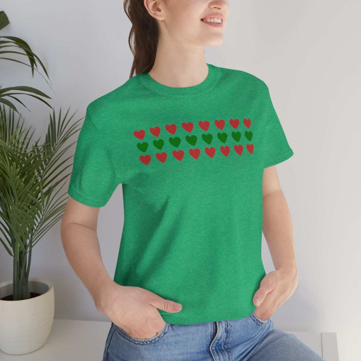 "Christmas Hearts" Unisex Jersey Short Sleeve Tee